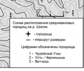 Шилкинская система городищь. Схема расположения памятников
